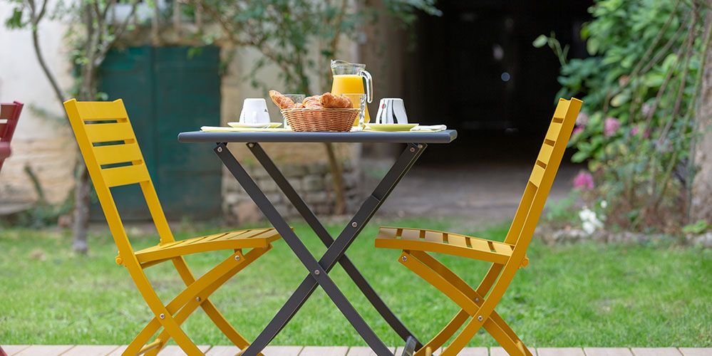 The private garden at Hotel Republique in Dijon